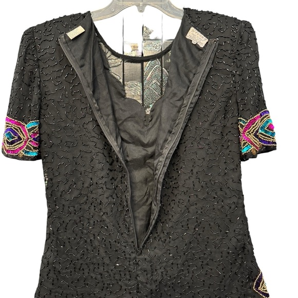 Stenay Black Silk Beaded Embellished Evening Top Women’s Size M - Picture 3 of 6
